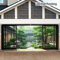 2D Minimalist Rock Pine Garden Garage Door Home Backdrop 47.2x31.5inch/120*80cm
