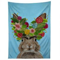 FRIDA KAHLO RABBIT tapestry 75x100 juoda