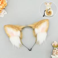 Halloween Shiba Inu Ear and Tail Set Realistic Cosplay Prop Animal Costume Accessory for Party Use 1