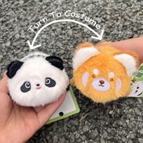 Cartoon Red Panda Plush Keyring with Tail Red Panda Purse  Hanging Accessory 1PC Pendant