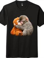 Retro Cute Baby Monkey Hug GO PUNCH Graphic kids boys T-Shirt-Unisex Animal Lover kids boy kids boy tee 100
