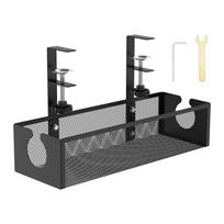 Under Desk Cable Management Tray Carbon Steel No Drilling with Clamp Desk Wire Organizers Table Cord Management Storage Tray juoda