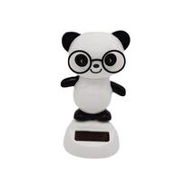Solar Power Cute Panda with Glasses Automatic Head Swinging Doll Car Dashboard Ornament Gift Auto Decortion Interior Car Pendant juoda