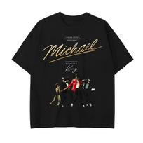 MJ Michael Jackson Biopic Movie Golden Graphic Print Shirt 2026 Summer Y2k Tops Fashion Hip Pop T Shirt Casual Loose Streetwear S