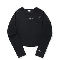 Li Ning T Shirts Women's Caviar Black Crew Neck Moderate ATLV298-3 L