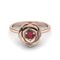 3MM Round Ruby 925 Sterling Silver Rose Vermeil Blossom Rose Flower Solitaire Engagement Ring 8