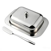 Sandarus nerūdijančio plieno sviestinė Sviesto padėklas Sviesto laikymo dėžutė Namų naudojimui stainless steel