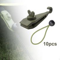 10 Pieces Tarp Clips Clamps with Bungee Cords Heavy Duty Tent Fasteners Holder for Green Cord