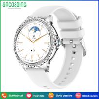 SACOSDING Outdoor Fashion Women Bluetooth Call Smart Watch 1.32  AMOLED 360*360 HD Screen Sports Fitness Ladies Smartwatch Diamond Band