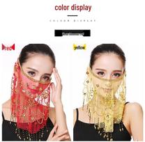 Slyvų žiedų šydo šokio rinkinys: Pilvo šokio aksesuarai, Šalikas, Plaukų segtukas, Veido uždengalas, Indijos šokio kostiumo rekvizitas One Size, Adjustable Tie ežero mėlyna spalva
