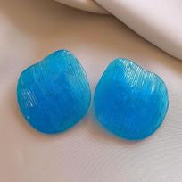 Hong Kong style blue resin geometric water drop earrings stud earrings personalized exaggerated earrings women