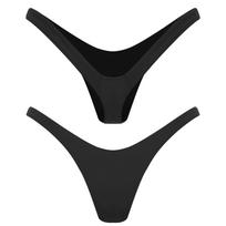 Womens V Shape Thong T-back G-string Panties Mini Bikini Briefs M juoda