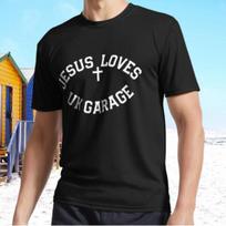 New Jesus Loves UK Garage Slogan - Black Active T-Shirt Funny Size S - 5XL M