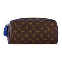 Louis Vuitton Dopp Kit Logo Zipper Closure Monogram Macassar Coated Canvas Toiletry Bag Men toiletry bag Indigo M12642 Basic Set (Bag+Dust Bag)