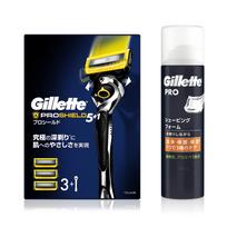 Gillette ProShield Manual Shaving Razor 3 replacement 245g Shaving Foam Suitable for Sensitive Skin Shaving Razor (with blades) + [Set] - - Men's