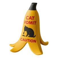 Cat Vomit Warning Sign 3D Banana Peel Cat Vomit Caution Sign Funny Vomiting Cat Desktop Warning Sign Gag Gift for Cat Lovers geltona