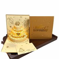 3D Light Birthday Card with Musical Pop Up Birthday Cake Cards with Envelope Folding Type Greeting Cards Birthday Party Supplies auksas