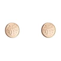 Hermes Ex-Libris Engraved Logo Rose Gold Earrings Men Earrings 100901867 F,Gold