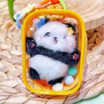 Mao Lan Panda Mini Plush Keyring With Soft Material For Kids And Gift Use geltona