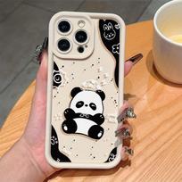 Cute Panda graphic phone case suitable for iPhone 17 16 15 14 13 12 11 Pro/Max/Plus anti drop and shockproof back cover for iPhone 14PLUS