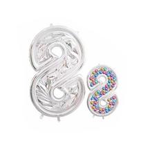 0-9 Number Number Balloon Stand 3D Silver Aluminum Film Balloon Filling Frame Giant Size 65 Inch Foil Number Balloon about 165cm