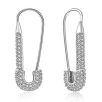 Avant Garde Pin Synthetic Zircon Earrings, Suitable for Bold Jewelry in Casual and Punk Styles