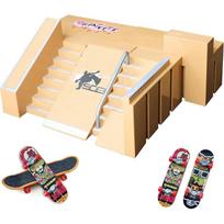 8-in-1 Fingerboard Skate Park Kit with 2 Mini Fingerboards, DIY Finger Skateboard Ramp Set for Kids Ages 5+