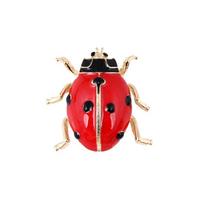 Fashion Enamel Ladybug Brooch Cute Insect Pins Badge Accessory For Women raudona