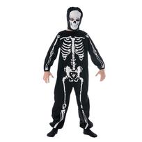 Vaikų berniukų Skeleton Bone Kombinezonas Scary Skull ir Kaukė Helovino vakarėlio kostiumas S juoda