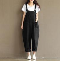 Rompers Women's Long Jumpsuit Bib Pants Sleeveless Shoulder Strap Buttons Casual Loose Playsuit Overalls with Pockets Plus Size Jumpsuit XXXXXL juoda