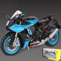 1/9 mastelio Yamaha R1M motociklo lieto metalo modelis Lydinio metalas Darbalaukio Madingi žaisliniai papuošalai Garsas ir šviesa Gimtadienio dovanos su draugu mėlyna