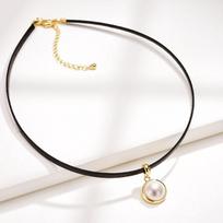 Accessories Neck Chain Women's Artificial Pearl Black Collar Internet celebrity Neck Strap Short Clavicle Necklace Clavicle Chain auksas