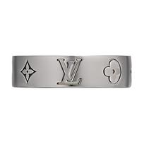 Louis Vuitton Mosaic Thin Engraved Logo Brass Ring Men rings Gray M1504M Box+Shopping Bag,S