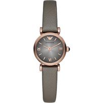 Emporio Armani Gianni T-Bar Mini Grey Leather Ladies Quartz Watch AR1727 pilka