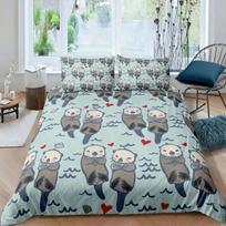 Seal Duvet Cover King Size Lovely Swimming Seal Bedding Set Cute Ocean Exotic Polyester Comforter 135x200cm 2pcs