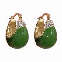 Female Hong Kong Style Retro Niche Earrings 1 pair of earrings žalia