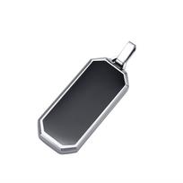 Men's Stainless Steel Geometric Tag Necklace with Enamel Pendant (Engravable) - PN-1858