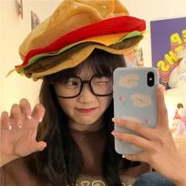 Fashionable Cute Versatile Funny Burger Hat Party Casual Personalized Hat chaki