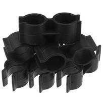 12 vnt. 25 mm juodo plastiko dvigubas vamzdžio spaustukas, dvigubos angos dizainas vamzdiniams lentynų stulpams, strypams, tvirtinimas valčiai, sodui, namų naudojimui, tvirtinimo detalė other black