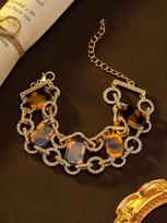 2026Vintage Diamond-set Ring Chain Light Luxury Temperament High-end Bracelet Court Style Diamond-set Medieval Bracelet 18CM