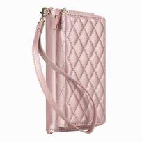 Crossbody Wallet Case for Samsung Galaxy Z Fold 7 6 5 4 3 RFID Blocking Zipper Flip Cover Card Holder Kickstand Purse For Galaxy Z Fold 4 rožinio aukso spalvos