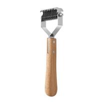 Pet Grooming Rake, Double Sided Detangling Comb Undercoat Rake, with Wooden Handle, Dogs Dematting Tool Remove Tangles Matted And Loose Fur for Medium S