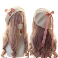 Warm Lolita Beret Japanese Style Beanie Cap Y2k Girl Lace Bow Hat  Female balta