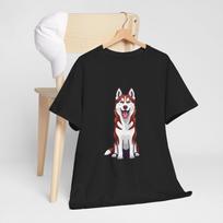 Cute red and white Siberian Husky dog T-Shirt Mens Womens Tees Top Unisex T-Shirt Mens Womens Tees Top L