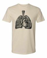 Cottage Cult Clothing Tee T Shirt Cotton Medical Anatomy Victorian Art Lungs #4 L