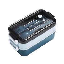 Microwave-Safe Bento Box, 1400ml Leakproof Lunch Box with Cutlery (3 Colors) 1PCS mėlyna