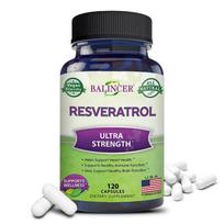 Resveratrolio milteliai 1000 mg Maisto papildas, Ypač stiprus, 120 kapsulių buteliuke 120 Capsules