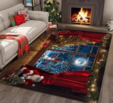 Christmas Theme Santa Claus Full Moon Night Mat Living Room Coffee Table Bedroom Door Mat Game Room Garden and Courtyard Carpet 40x60cm