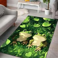 Multiple sizes Frogs and lily pads on grass Print Carpet Rug for Living Room Bedroom Sofa Doormat Home Decor Non-slip Floor Mat 40x60cm