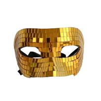 Full Face Night Club Mask Masquerade Home DJ Decor Fancy Ball Glitter Mirror Face Mask  Gift Gold(Half Face)